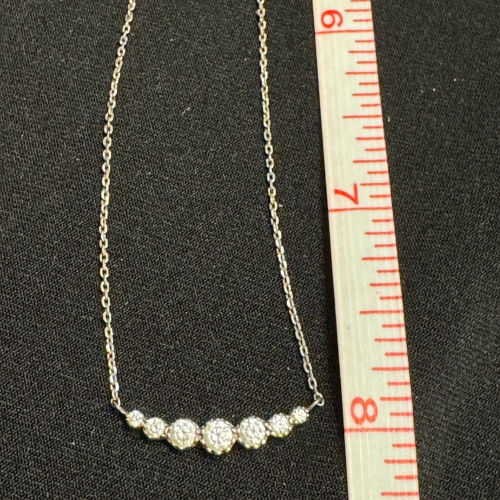 925 Sterling Silver Necklace with CZ Bar Pendant - Picture 5 of 7